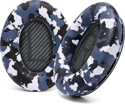 WC Wicked Cushions Upgraded Replacement Ear Pads for Bose QC35 & QC35ii (QuietComfort 35) Headphones & More - Softer Leather, Luxurious Memory Foam, Added Thickness, Extra Durability | Navy Tiger - PuriLite