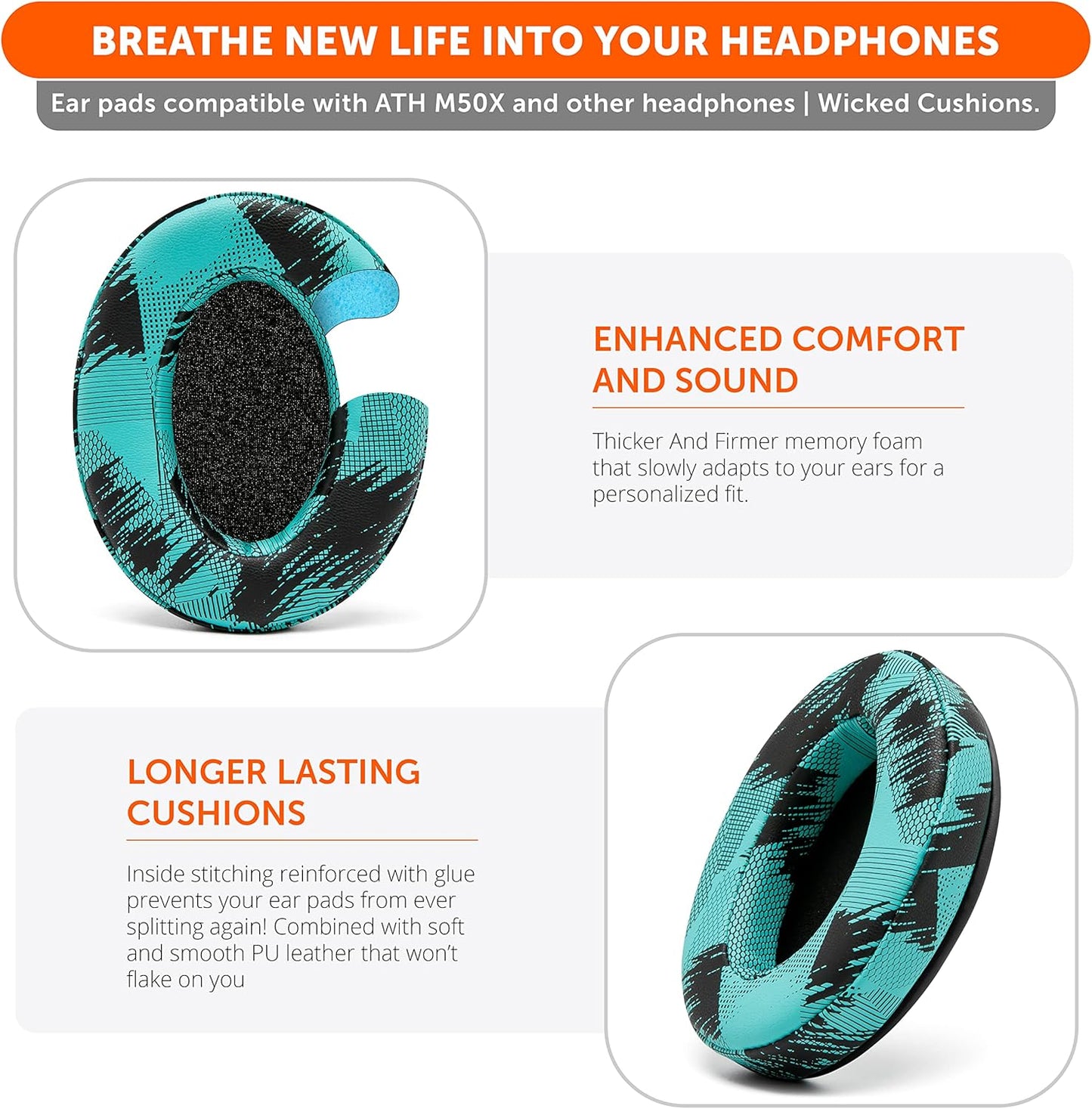 WC PadZ - The Ultimate Upgraded Earpads by Wicked Cushions - Compatible with Audio Technica, HyperX, SteelSeries Arctis & More - Extra Thick - Bigger Opening - Softer Memory Foam | (Speed Racer) - PuriLite