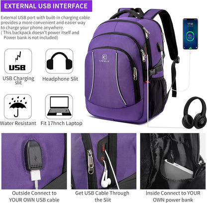 RFID Cafele Laptop Backpack Travel Computer Backpack College Bookbag School Backpack with USB Charging Port - PuriLite