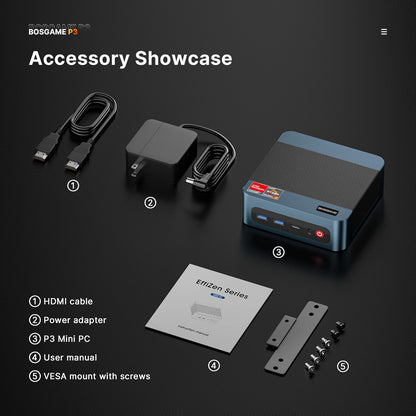 BOSGAME Gaming Mini Pc Ryzen 9 6900HX【Dual 2.5GbE LAN】 11 Pro-OS P3 Mini Computers Equiped Radeon 680M GPU 2400Mhz 32GB DDR5 & 1TB SSD, Wi-Fi 6E, BT5.2, USB 4(40Gbps), Office, Gaming, Meeting - PuriLite