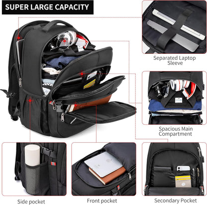 RFID Cafele Laptop Backpack Travel Computer Backpack College Bookbag School Backpack with USB Charging Port - PuriLite