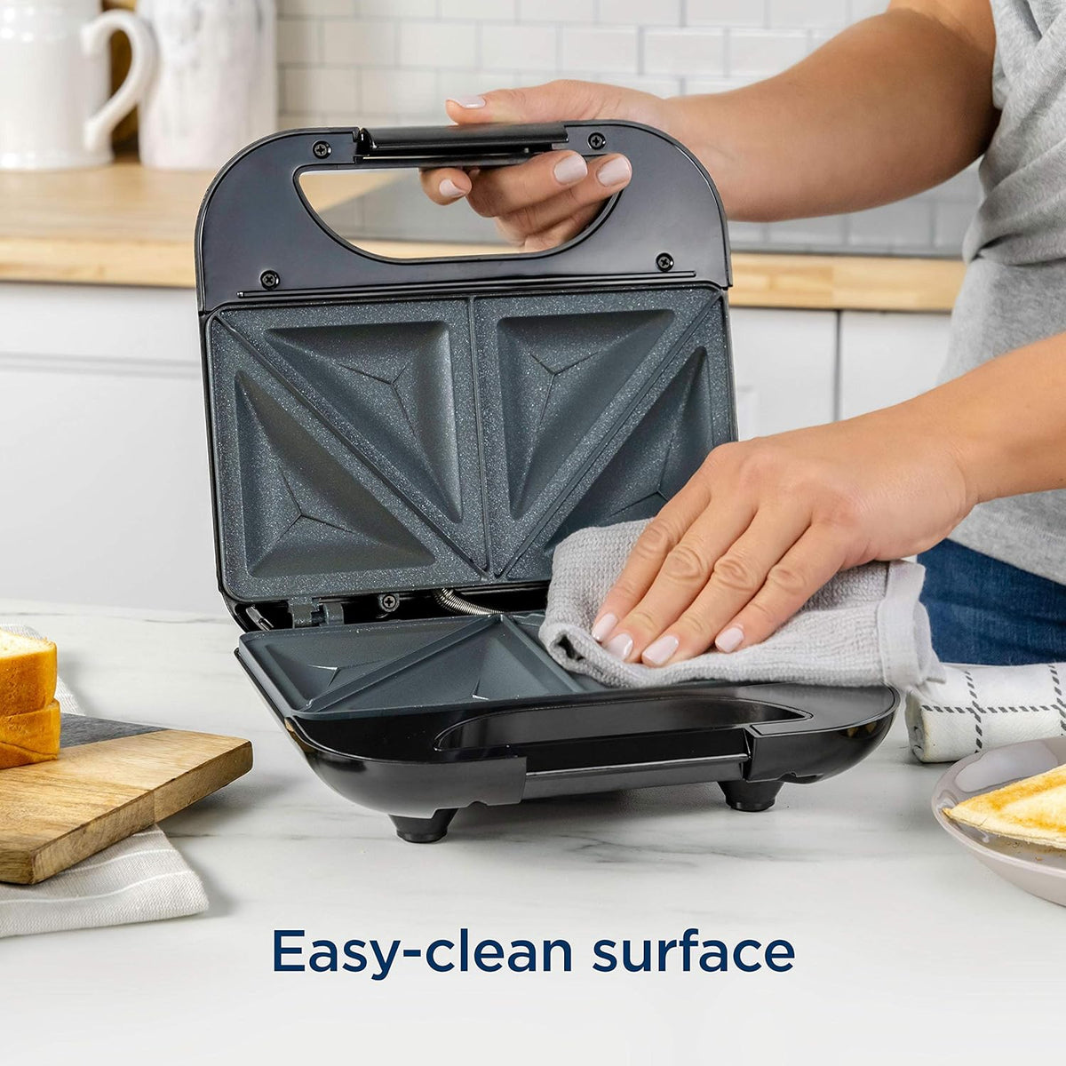 Oster DiamondForce Sandwich Maker, Stainless Steel & Black - PuriLite