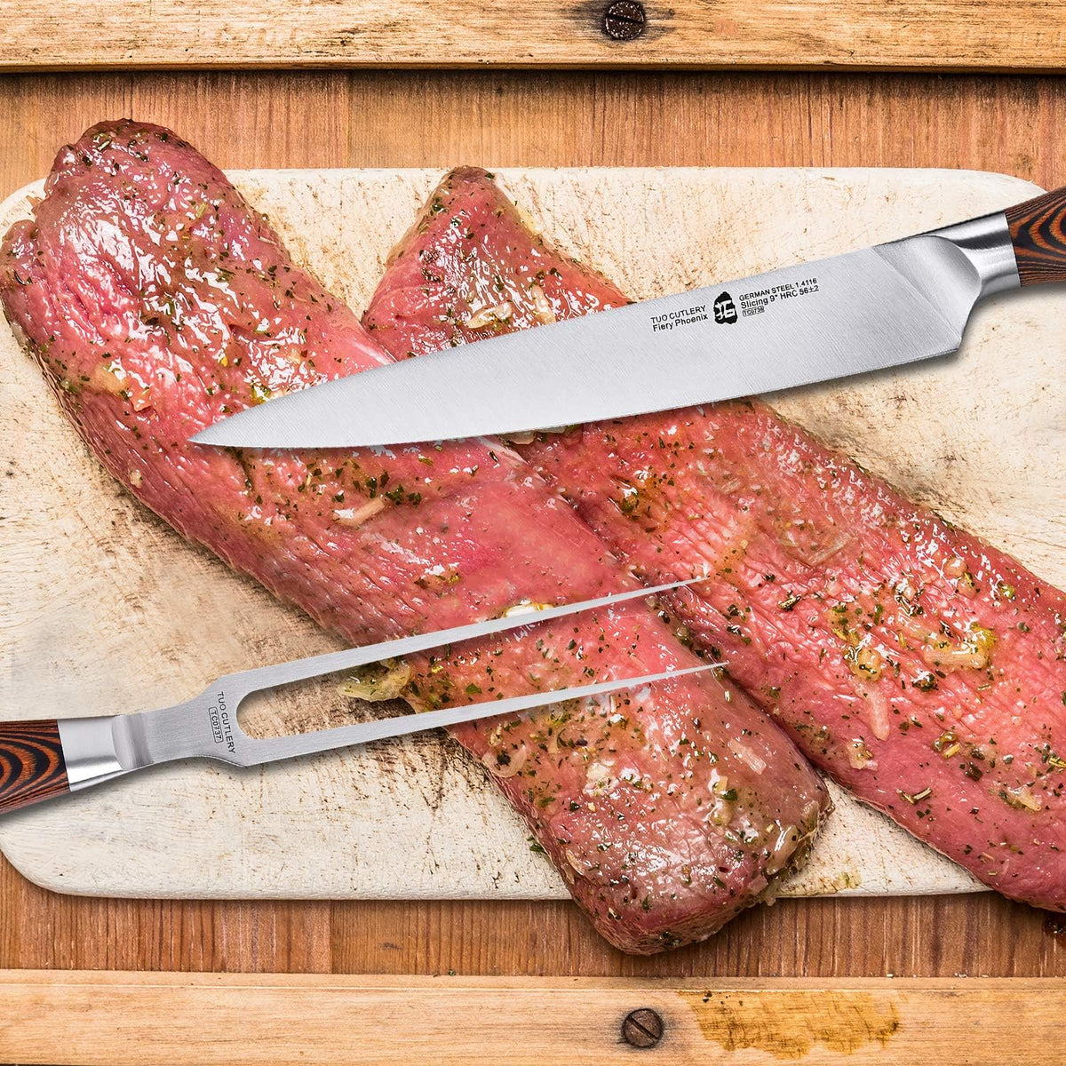 TUO Boning Knife - Razor Sharp Fillet Knife - High Carbon German Stainless Steel Kitchen Cutlery - Pakkawood Handle - Luxurious Gift Box Included - 7 inch - Fiery Phoenix Series - PuriLite