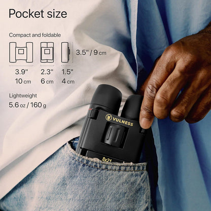 Binoculars for Adults | Compact Small Mini Travel Binocular for Bird Watching High Powered Electronics Cruise Ship Essentials Norwegian Alaska Must Haves Hiking Camping Gear by VULNESS (Black, 8X21) - PuriLite