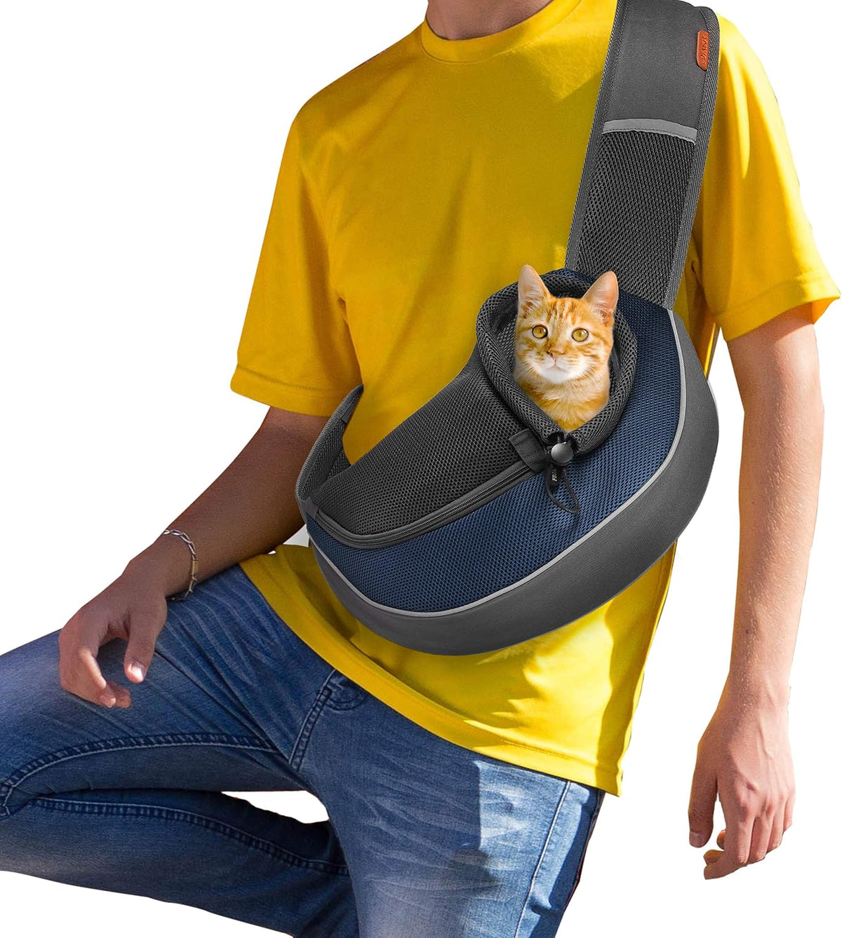 FDJASGY Pet Sling Carrier for Small Dogs Cats,Breathable Mesh Travelling Hand Free Puppy Backpack with Pouch and Adjustable Strap Carrier Grey - PuriLite