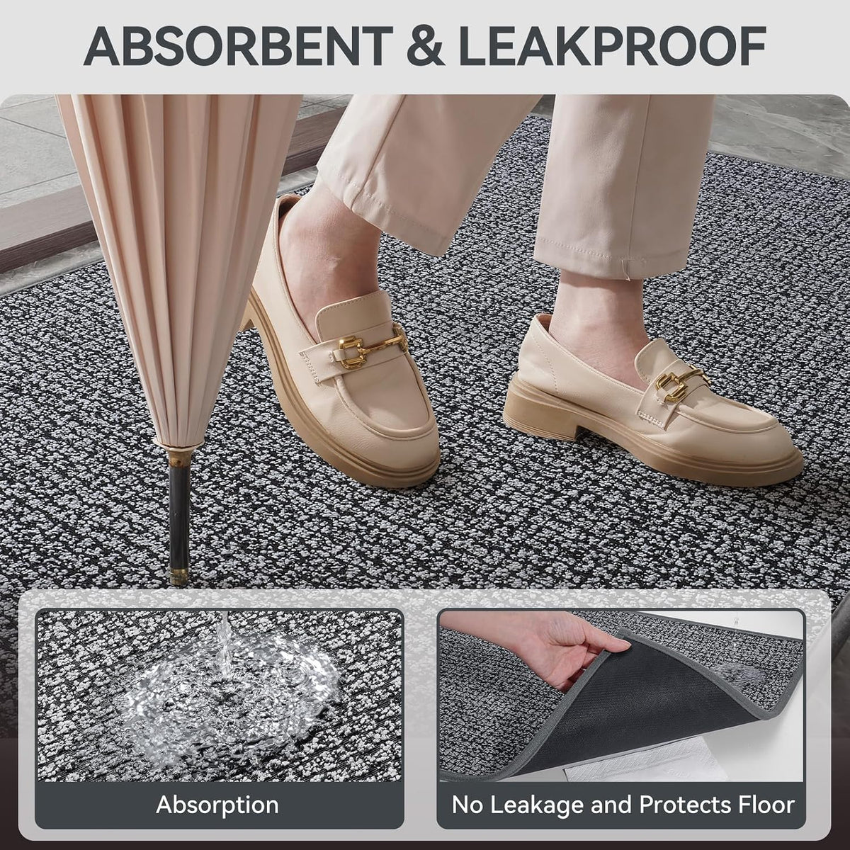 YDKGL Front Door Mat Indoor Entrance, Non Slip Welcome Mat, Grey 24"x35"