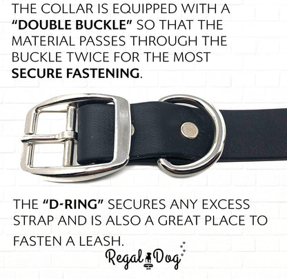 Regal Dog Products Medium Orange Dog Collar with Heavy Duty Double Buckle & D Ring | Vinyl Coated, Custom Fit, Adjustable Biothane Dog Collar Chew Resistant Waterproof Center-Ring Collar for Dogs - PuriLite
