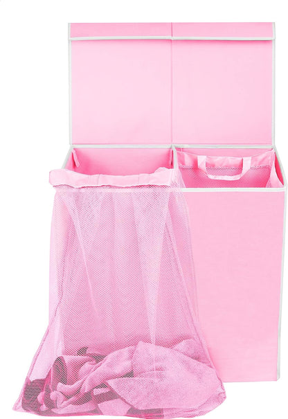 SimpleHouseware Double Laundry Hamper with Lid and Removable Laundry Bags, Beige - PuriLite