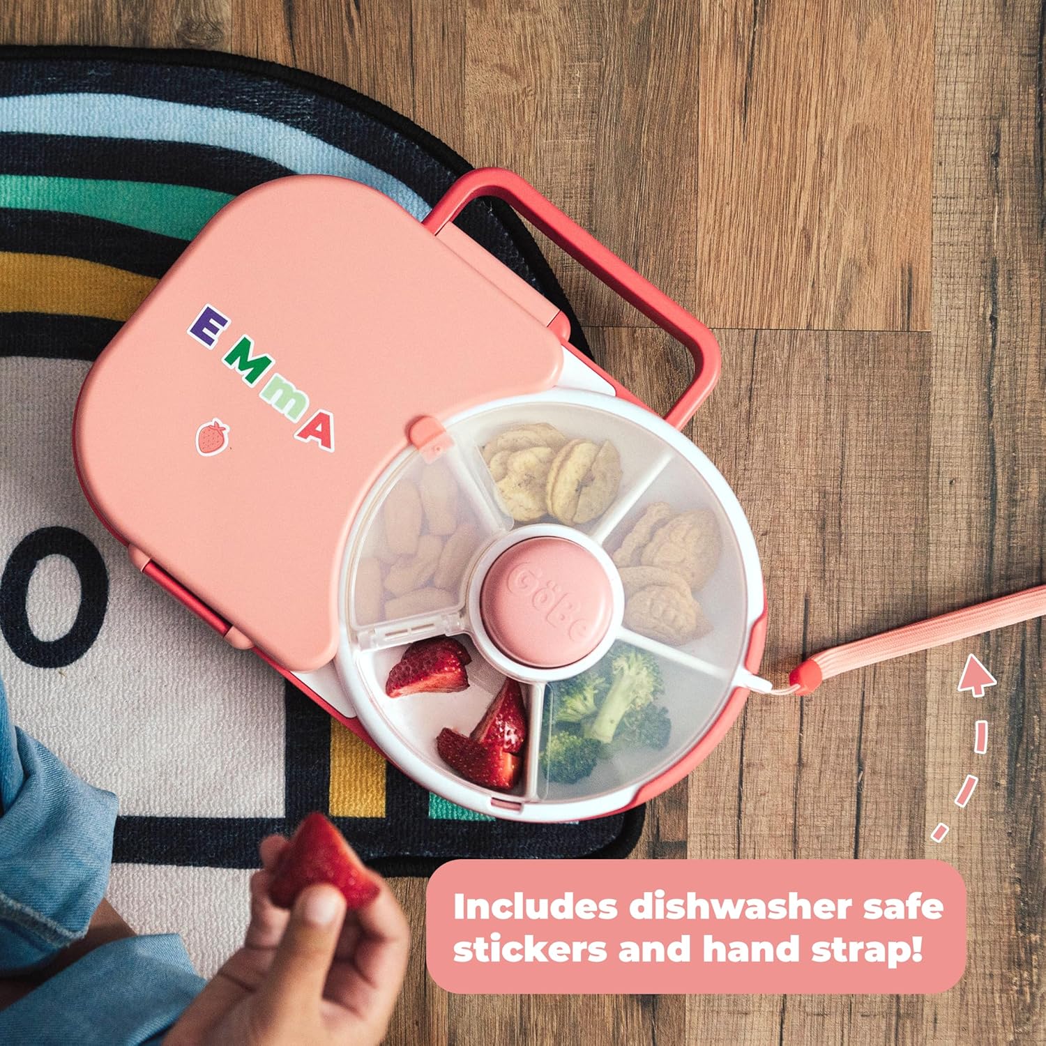 GoBe Kids Lunchbox - Reusable Snack Container with 5 Compartment Dispenser and Lid | BPA and PVC Free | Dishwasher Safe | No Spill, Leakproof - PuriLite