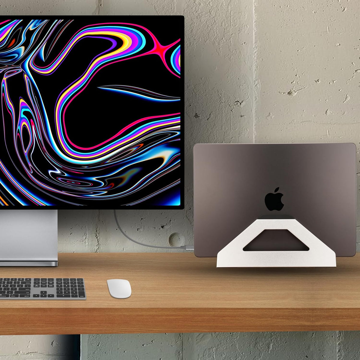 Vertical Laptop Stand for Desk | Tool-Free Adjustable MacBook & Laptop Holder, Space-Saving Aluminum Stand for 10-17" Laptops - PuriLite