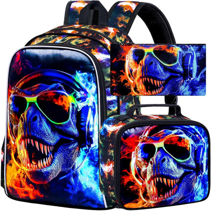 3pcs Backpack for Boys and Girls, 16” Kids Kindergarten Bookbag with Lunch Box, Cute Elementary Backpacks for Boy Girl - PuriLite