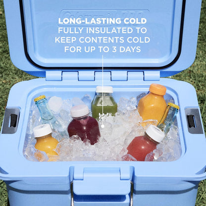 Coleman Pro Heavy-Duty Ultra-Light Premium Hard Cooler, 92/74/36-Can Capacity, Extra-Thick Insulation Keeps Ice up to 5/4/3 Days, 55-Quart Wheeled Cooler or 45/25 qt (No Wheels), Blue Sky - PuriLite
