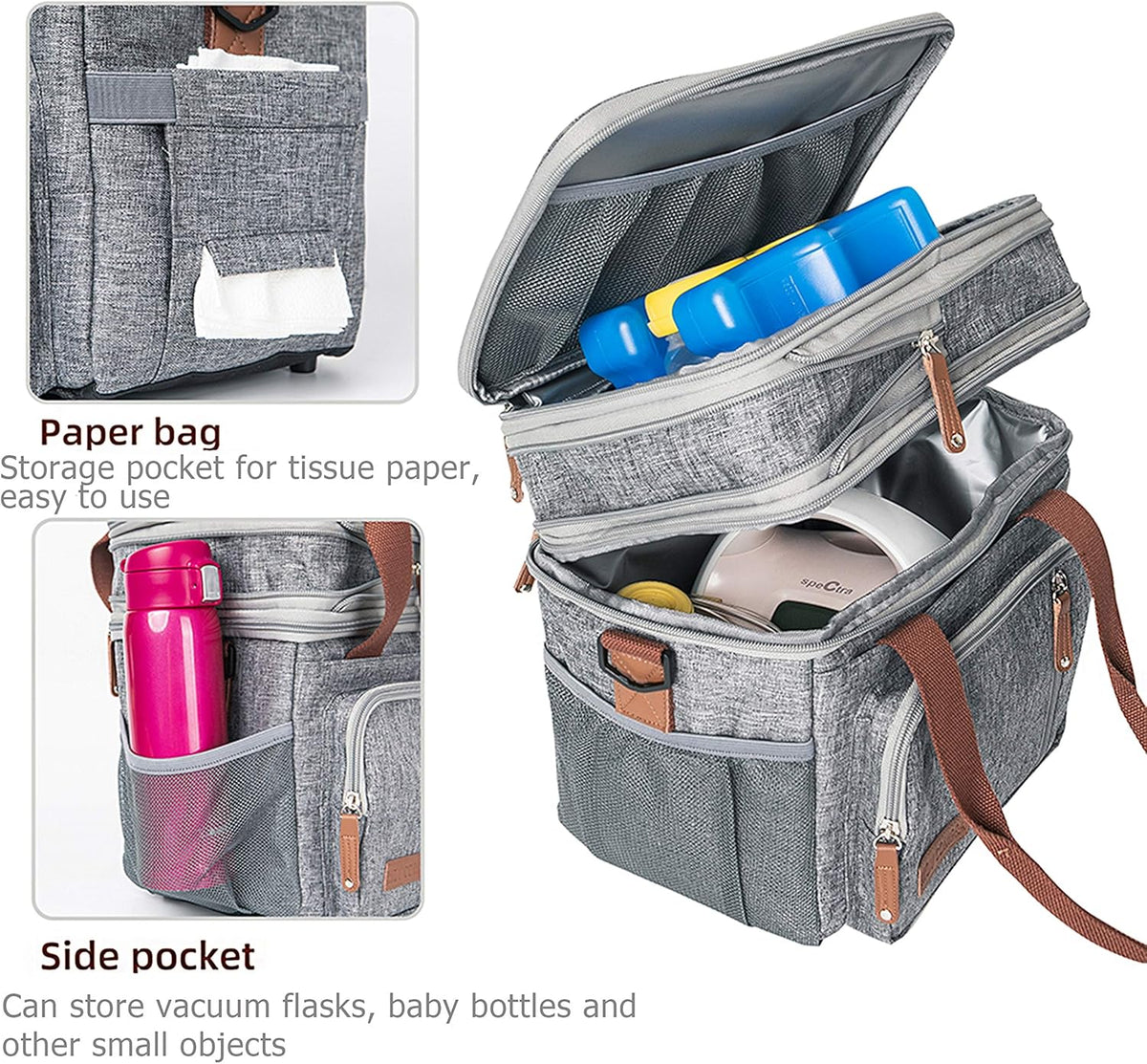 Lunch Bag Women Insulated Lunch Box for Work, Purple Expandable Large Lunch Bags, Leakproof Double Deck Lunch Box Cooler Bag（Purple） - PuriLite
