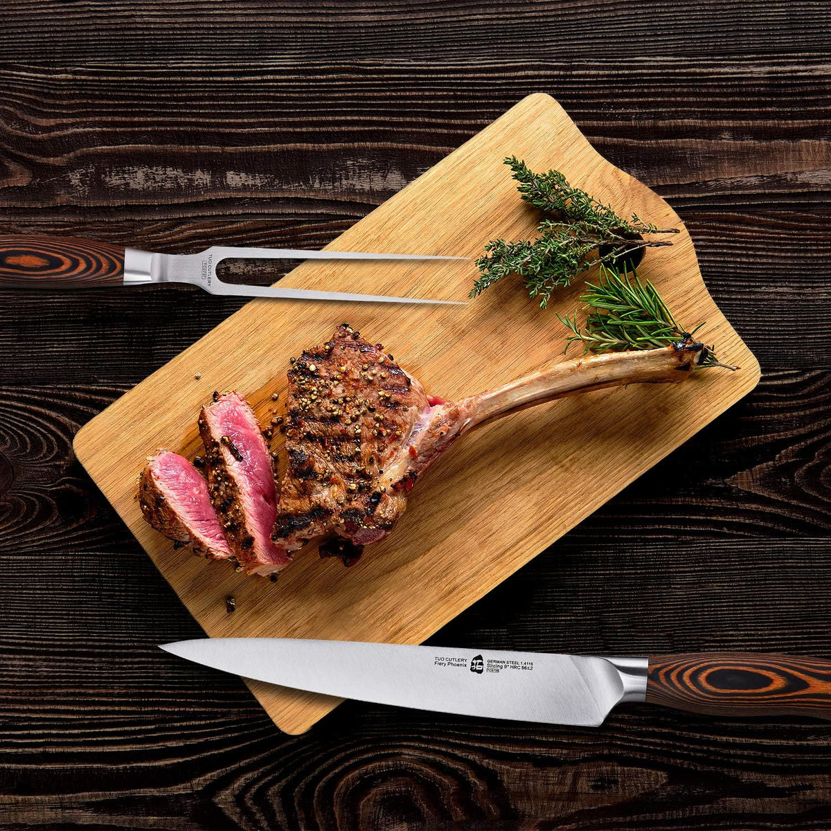 TUO Boning Knife - Razor Sharp Fillet Knife - High Carbon German Stainless Steel Kitchen Cutlery - Pakkawood Handle - Luxurious Gift Box Included - 7 inch - Fiery Phoenix Series - PuriLite