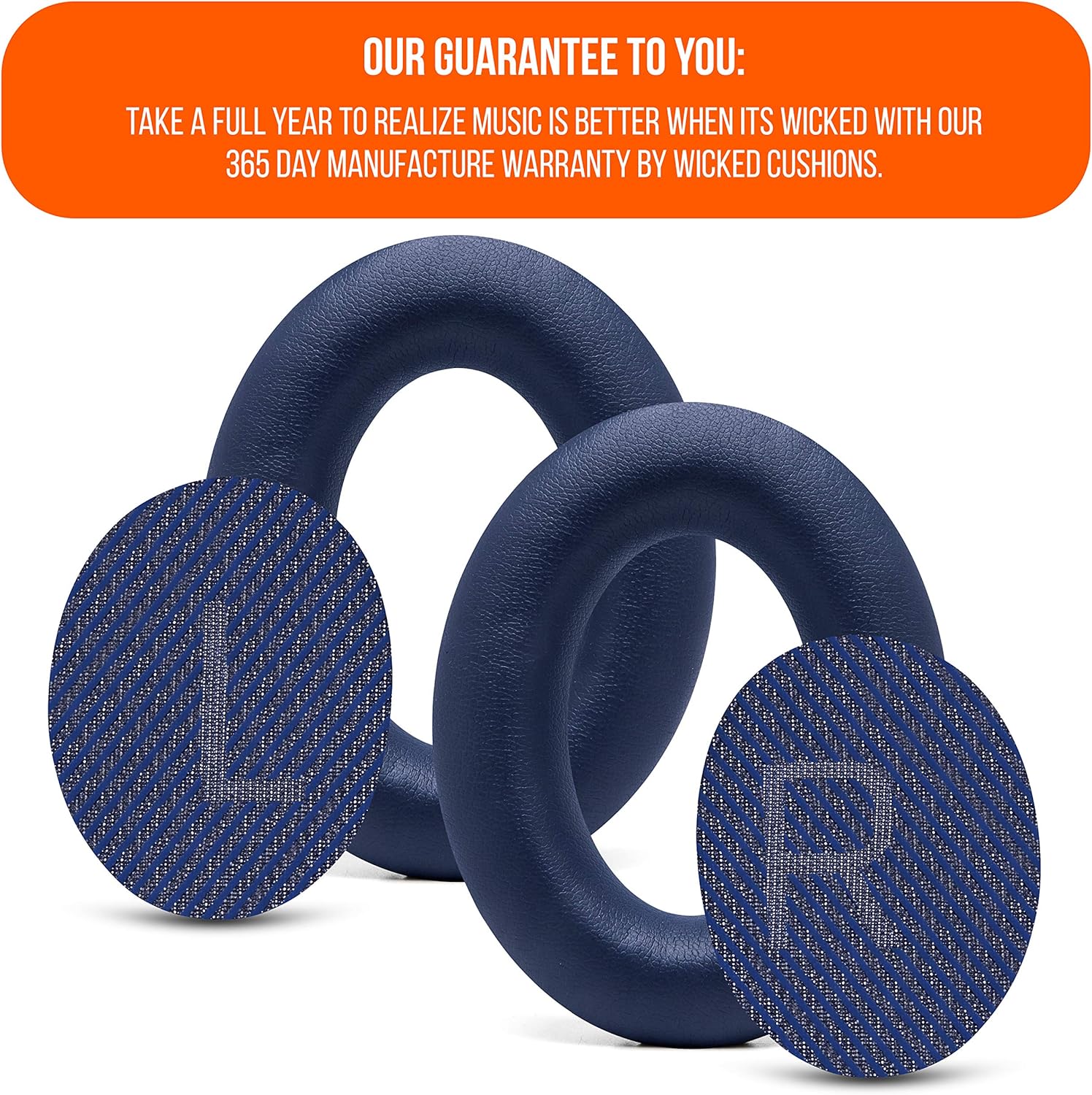 WC Wicked Cushions Upgraded Replacement Ear Pads for Bose QC35 & QC35ii (QuietComfort 35) Headphones & More - Softer Leather, Luxurious Memory Foam, Added Thickness, Extra Durability | Navy Tiger - PuriLite