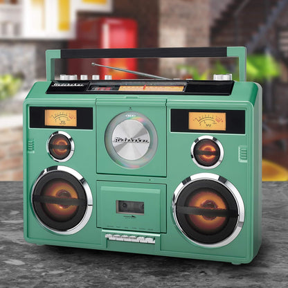 Sound Station Portable Stereo with Bluetooth/CD/AM-FM Radio/Cassette Recorder (Silver) - PuriLite
