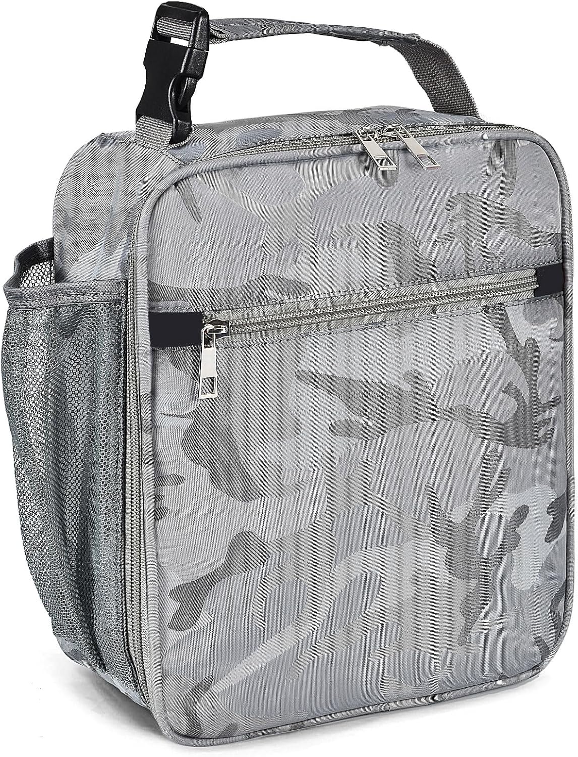 Insulated Lunch Bag, Leakproof Portable Lunch Box for Women Men Boys Girls, Large Capacity Cooler Bag with Handle and Bottle Pocket for Office School Camping Hiking Outdoor Beach Picnic (Black) - PuriLite