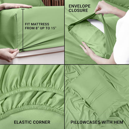 Utopia Bedding Queen Bed Sheet Set - 4 Piece Bedding - Soft Brushed Microfiber Fabric - Shrinkage & Fade Resistant - Easy Care (White) - PuriLite