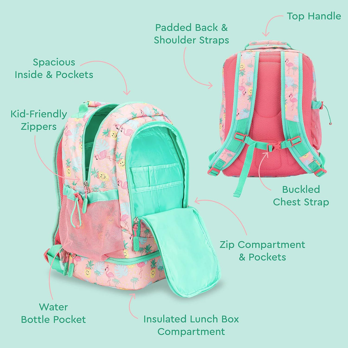 Bentgo Kids Prints 2-in-1 Backpack & Insulated Lunch Bag (Dinosaur) - PuriLite
