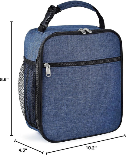 Insulated Lunch Bag, Leakproof Portable Lunch Box for Women Men Boys Girls, Large Capacity Cooler Bag with Handle and Bottle Pocket for Office School Camping Hiking Outdoor Beach Picnic (Black) - PuriLite