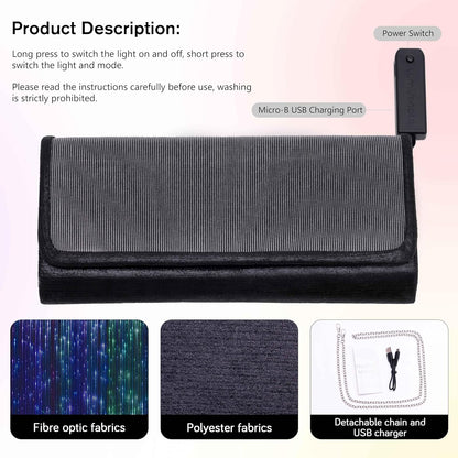 Larcenciel Clutch Purse for Women, LED Light Up Purse - 11 Neon Glow Modes, Holographic Evening Bag with Chain Strap, Rechargeable Party Handbag for Prom Disco Club Bar Night Events Weddings (Black) - PuriLite