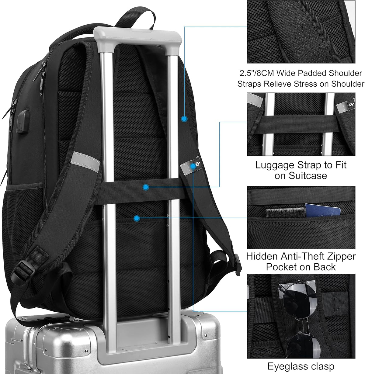 Laptop Backpack Travel Computer Backpack College Bookbag School Backpack - PuriLite