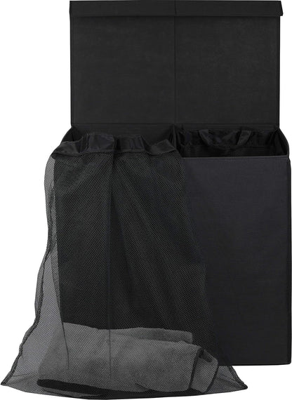 SimpleHouseware Double Laundry Hamper with Lid and Removable Laundry Bags, Beige - PuriLite