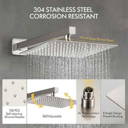 Fransiton Shower System Rain Shower System Set Ceiling Mounted, Rainfall Shower Head with Handheld, Bathroom Shower Kit (Valve Included) (8" - Wall Mount, Matte Black) - PuriLite
