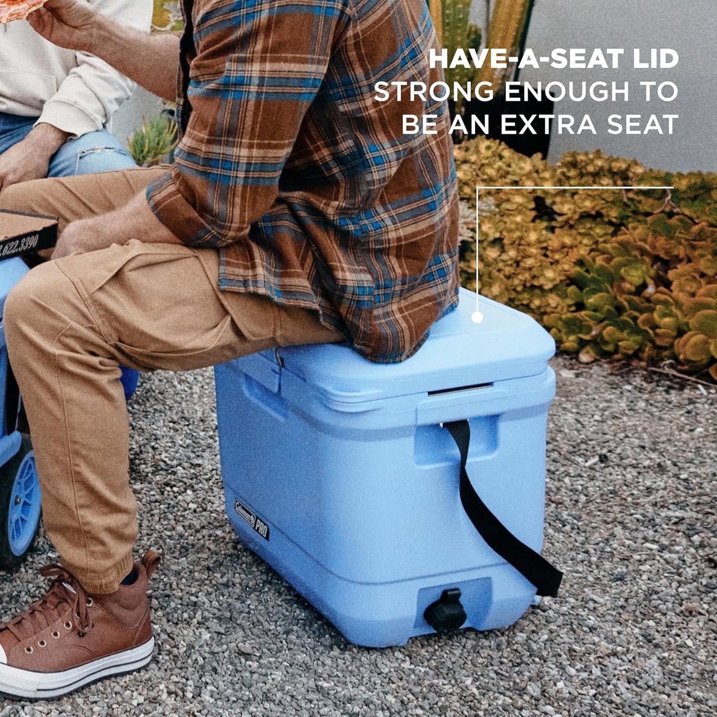Coleman Pro Heavy-Duty Ultra-Light Premium Hard Cooler, 92/74/36-Can Capacity, Extra-Thick Insulation Keeps Ice up to 5/4/3 Days, 55-Quart Wheeled Cooler or 45/25 qt (No Wheels), Blue Sky - PuriLite