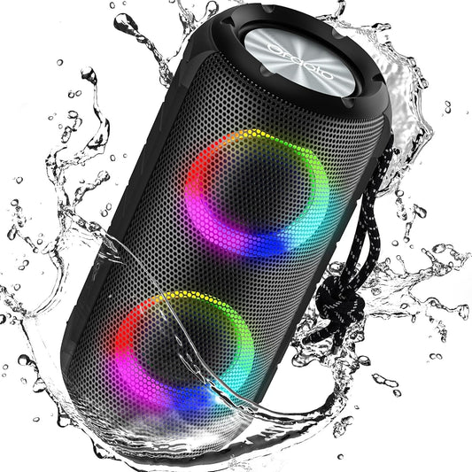 Oraolo Bluetooth Speaker 24W, Portable Speaker with RGB Lights, Stereo Sound, Bluetooth 5.3, 24H Playtime, IPX6 Waterproof, AUX-in, Speaker for Outdoor Camping - PuriLite