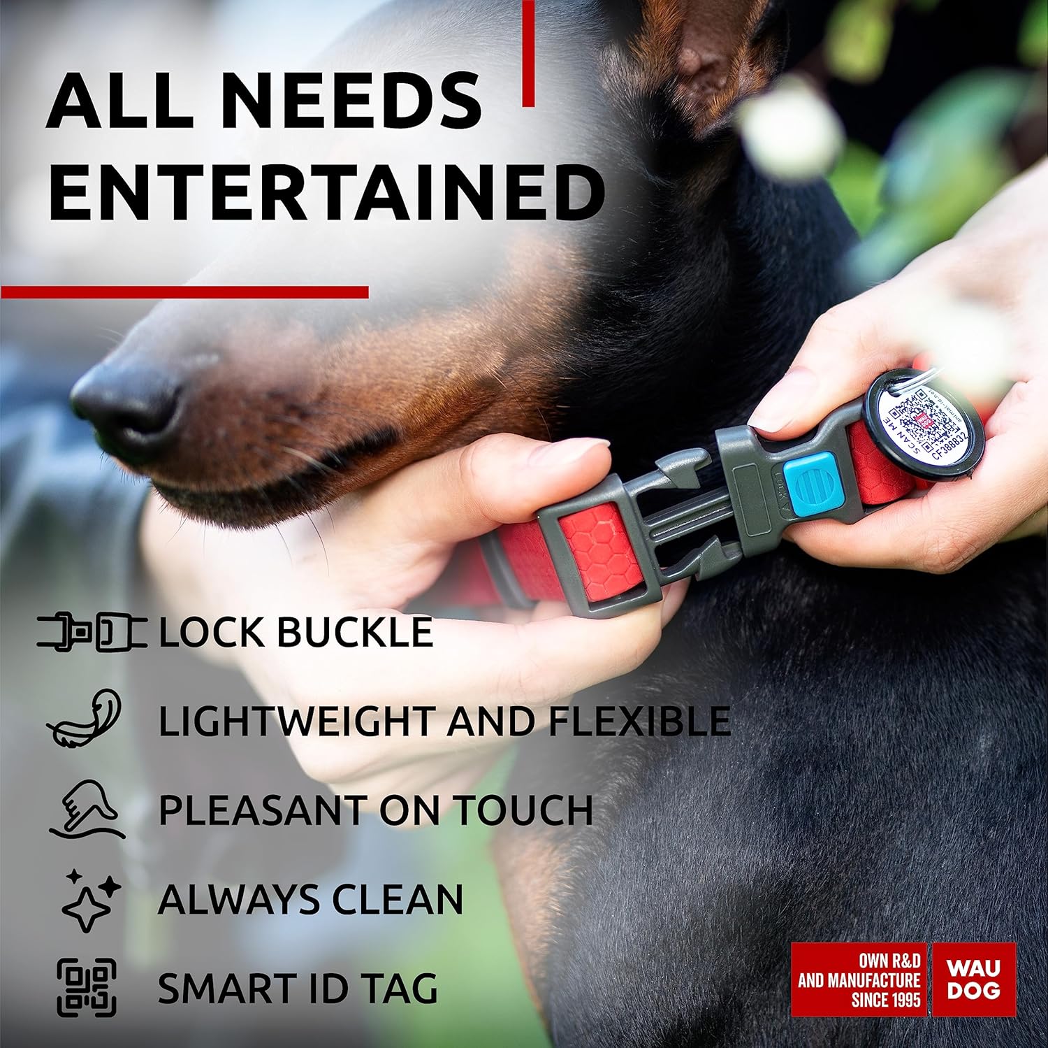 Waterproof Dog Collar - Adjustable Glow Dog Collar for Large Dogs, Small and Medium Dogs - Heavy Duty Dog Collars with Durable Metal Clasp and QR Dog Tag - Glow in The Dark Dog Collars - PuriLite