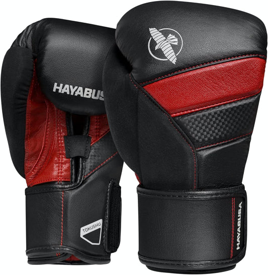 Hayabusa T3 Boxing Gloves for Men and Women Wrist and Knuckle Protection, Dual-X Hook and Loop Closure, Splinted Wrist Support, 5 Layer Foam Knuckle Padding - PuriLite