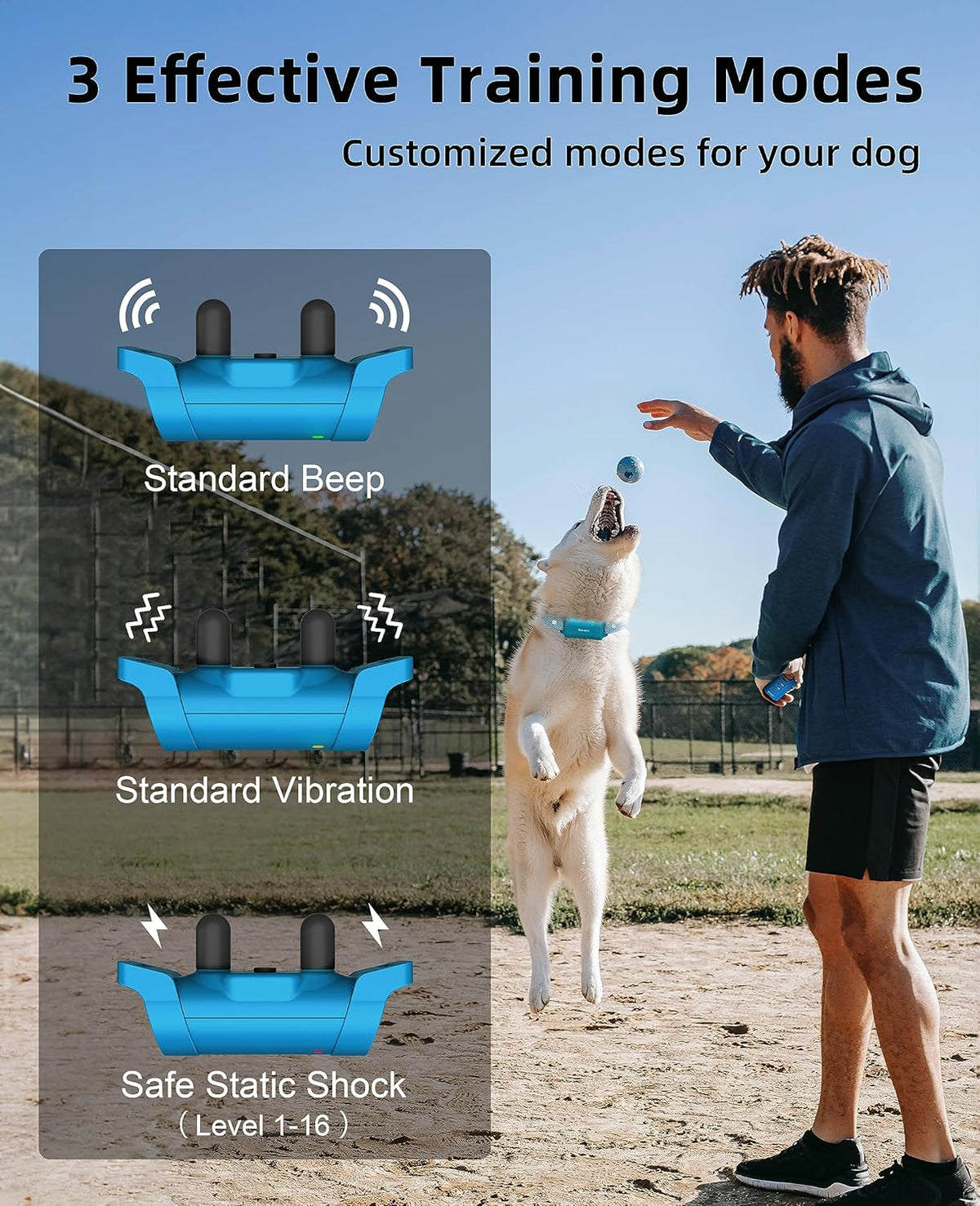Bousnic Dog Shock Collar with Remote - [New Edition] 4000FT Dog Training Collar for Large Medium Small Dogs (8-120lbs) Waterproof Rechargeable E Collar with Beep, Vibration, Safe Shock (Grey) - PuriLite