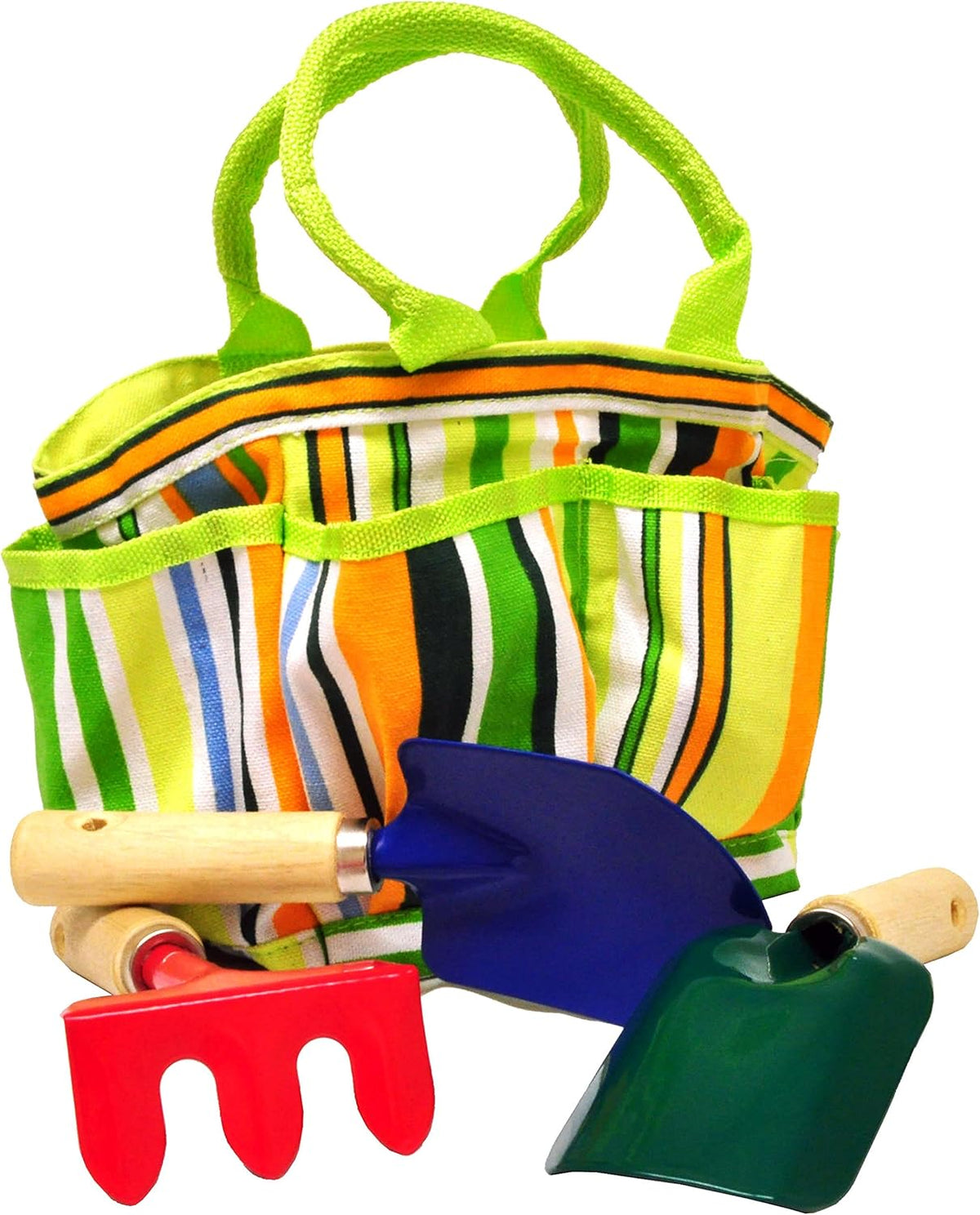 G & F Products 10018 JustForKids Kids Garden Tool Set Toy, Rake, Spade, Hoe and Leaf Rake, Reduced Size, 4-Piece - PuriLite