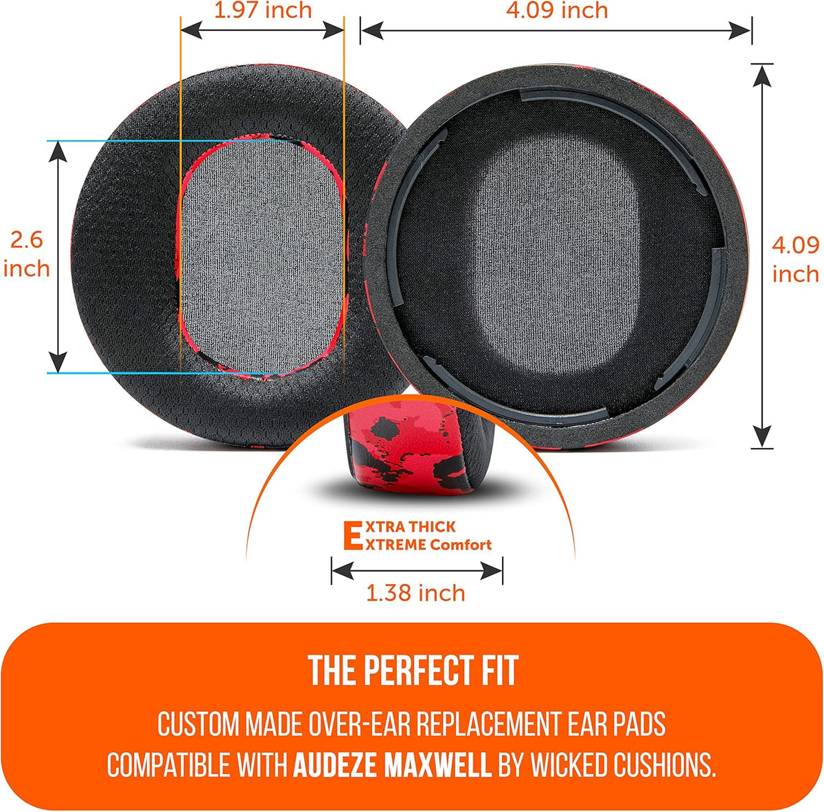 WC Freeze Maxwell - Cooling Gel Replacement Earpads for Audeze Maxwell Headphones by Wicked Cushions - Elevate Comfort, Durability, Thickness & Sound Isolation for Epic Gaming Sessions | Black - PuriLite