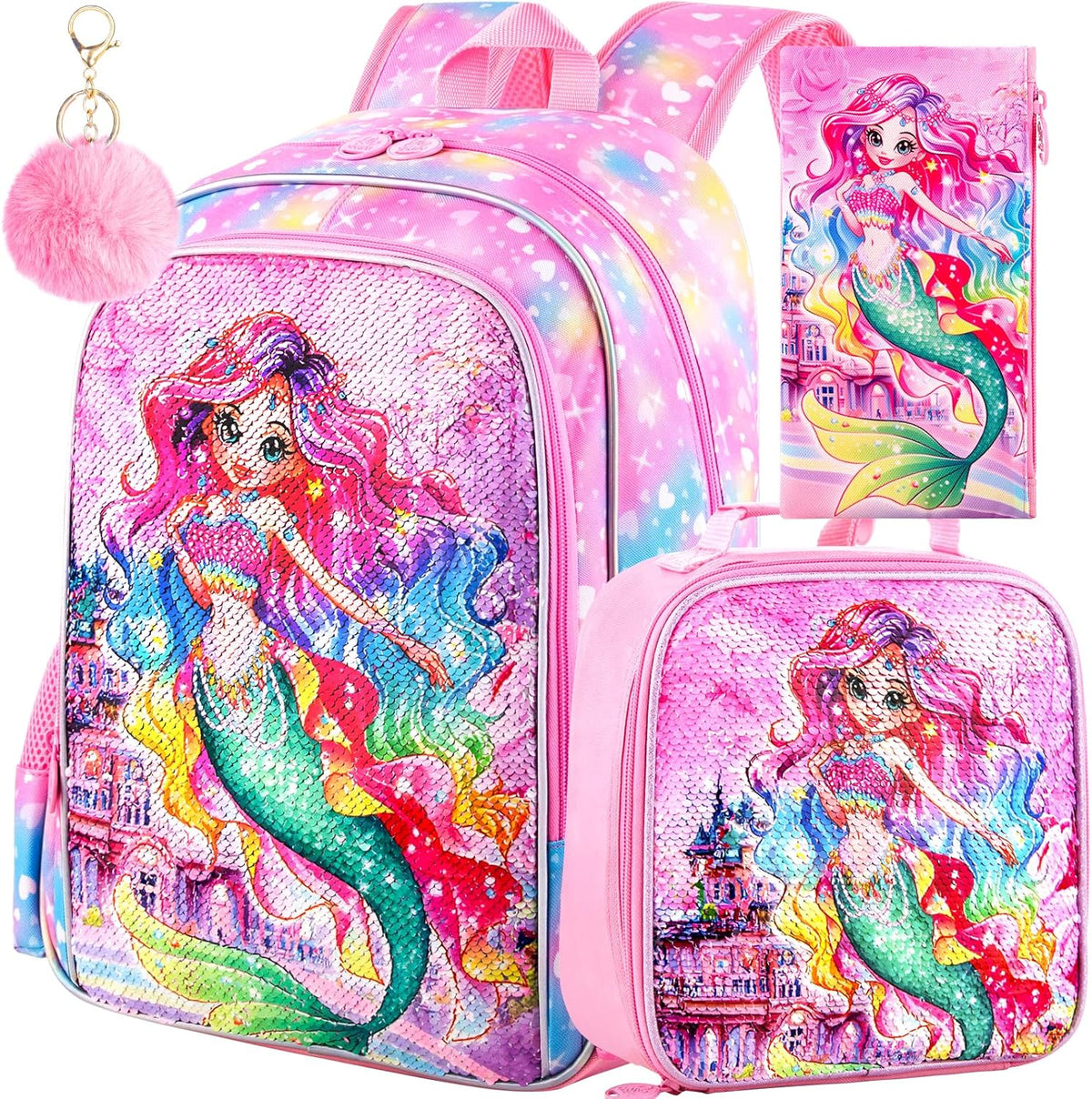 3pcs Backpack for Boys and Girls, 16” Kids Kindergarten Bookbag with Lunch Box, Cute Elementary Backpacks for Boy Girl - PuriLite
