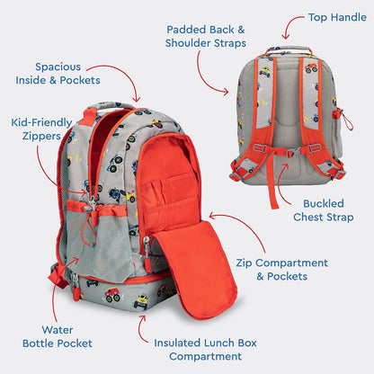 Bentgo Kids Prints 2-in-1 Backpack & Insulated Lunch Bag (Dinosaur) - PuriLite