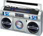 Studebaker SB2145S 80's Retro Street Bluetooth Boombox with FM Radio, CD Player, LED EQ, 10 Watts RMS and AC/DC in Silver - PuriLite