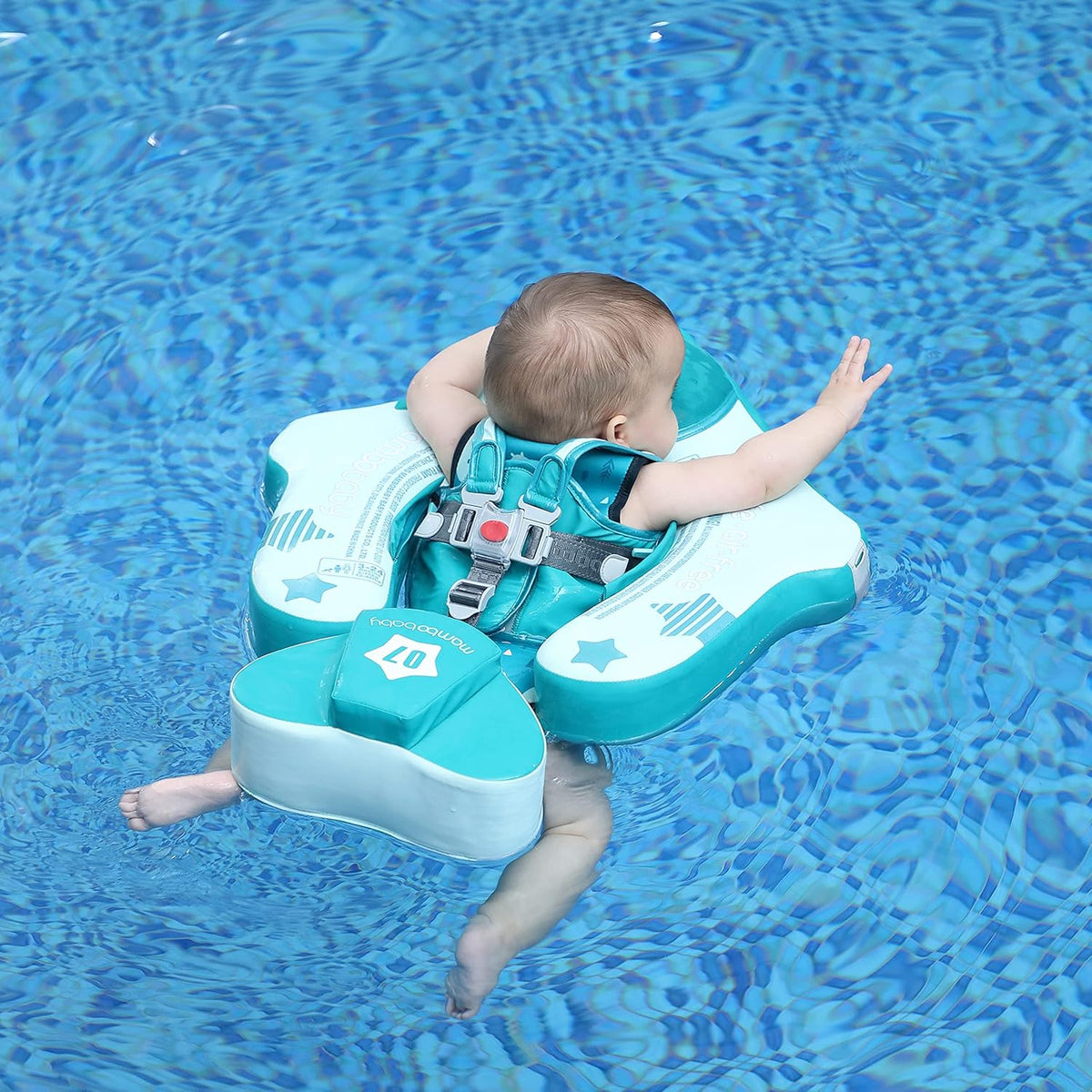 Mambobaby Baby Swim Float with Canopy, Non-Inflatable Solid Baby Float, Upgrade Soft Skin-Friendly Material Infant Swim Float - PuriLite