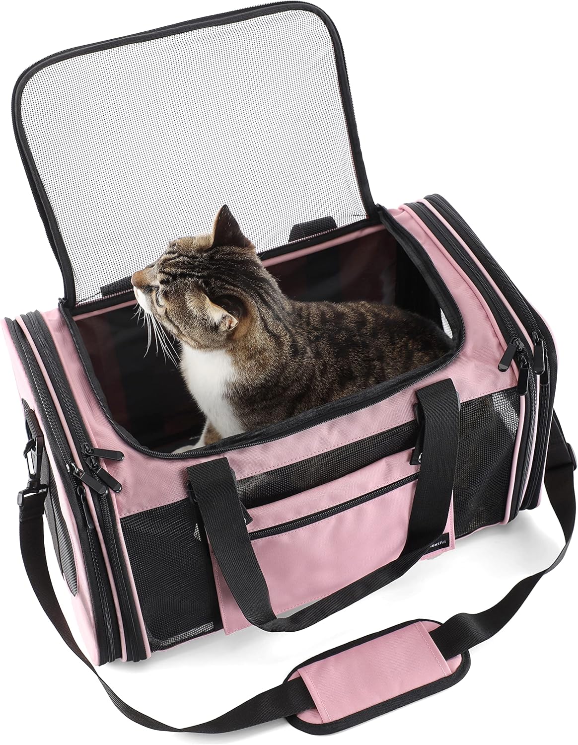 NextFri Soft Sided Carrier for Cats Dogs,TSA Airline Approved Collapsible Travel Pet Carrier (Magenta, Medium) - PuriLite
