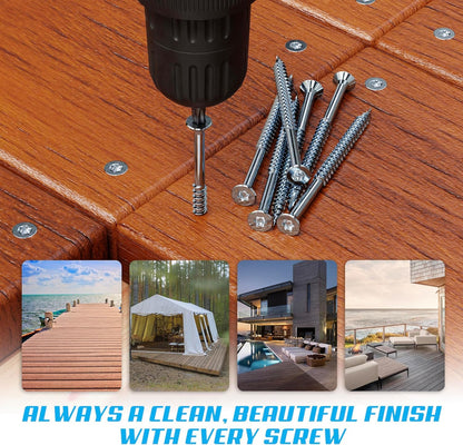 #10 x 3 Inch Stainless Steel Deck Screws 350 Pieces | T25 Star Torx Drive Flat Head | 304 Grade Stainless Steel Wood Screws High Corrosion Resistance by Allen's Trading Co. Eagle Claw Fasteners - PuriLite