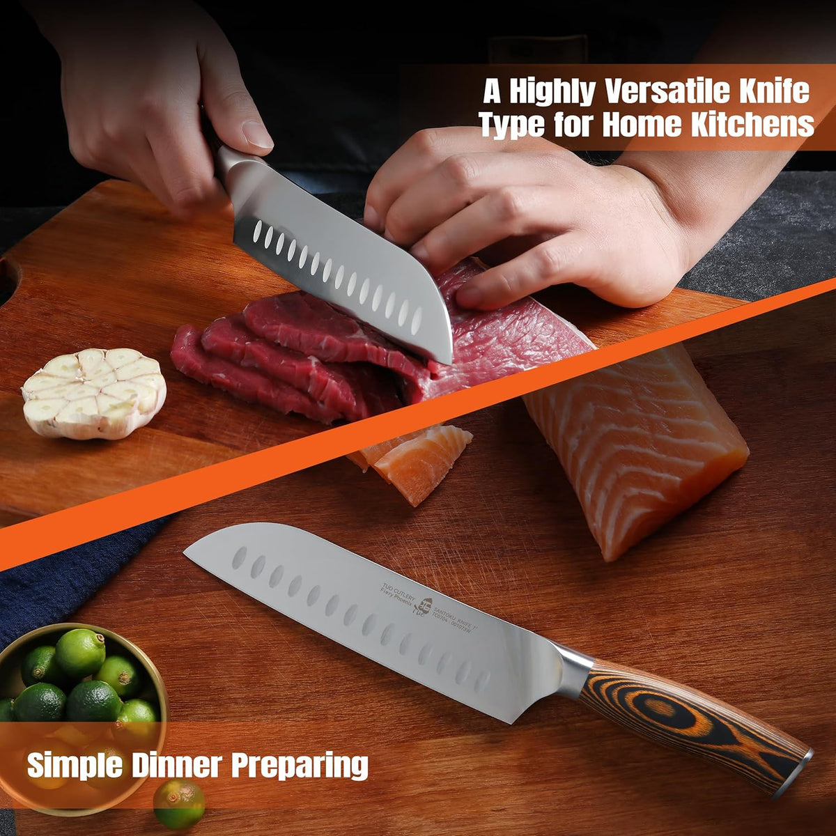 TUO Boning Knife - Razor Sharp Fillet Knife - High Carbon German Stainless Steel Kitchen Cutlery - Pakkawood Handle - Luxurious Gift Box Included - 7 inch - Fiery Phoenix Series - PuriLite