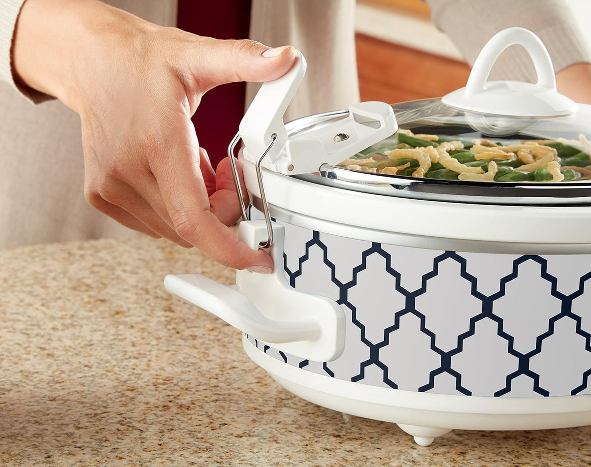 Crockpot 2.5-Quart Mini Casserole Crock Slow Cooker, White/Blue - PuriLite
