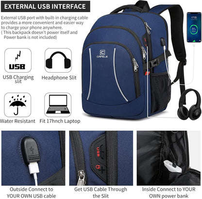 RFID Cafele Laptop Backpack Travel Computer Backpack College Bookbag School Backpack with USB Charging Port - PuriLite