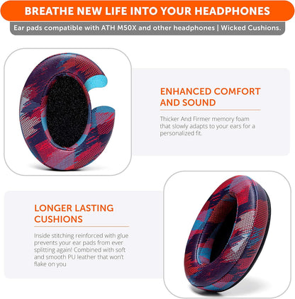 WC PadZ - The Ultimate Upgraded Earpads by Wicked Cushions - Compatible with Audio Technica, HyperX, SteelSeries Arctis & More - Extra Thick - Bigger Opening - Softer Memory Foam | (Speed Racer) - PuriLite