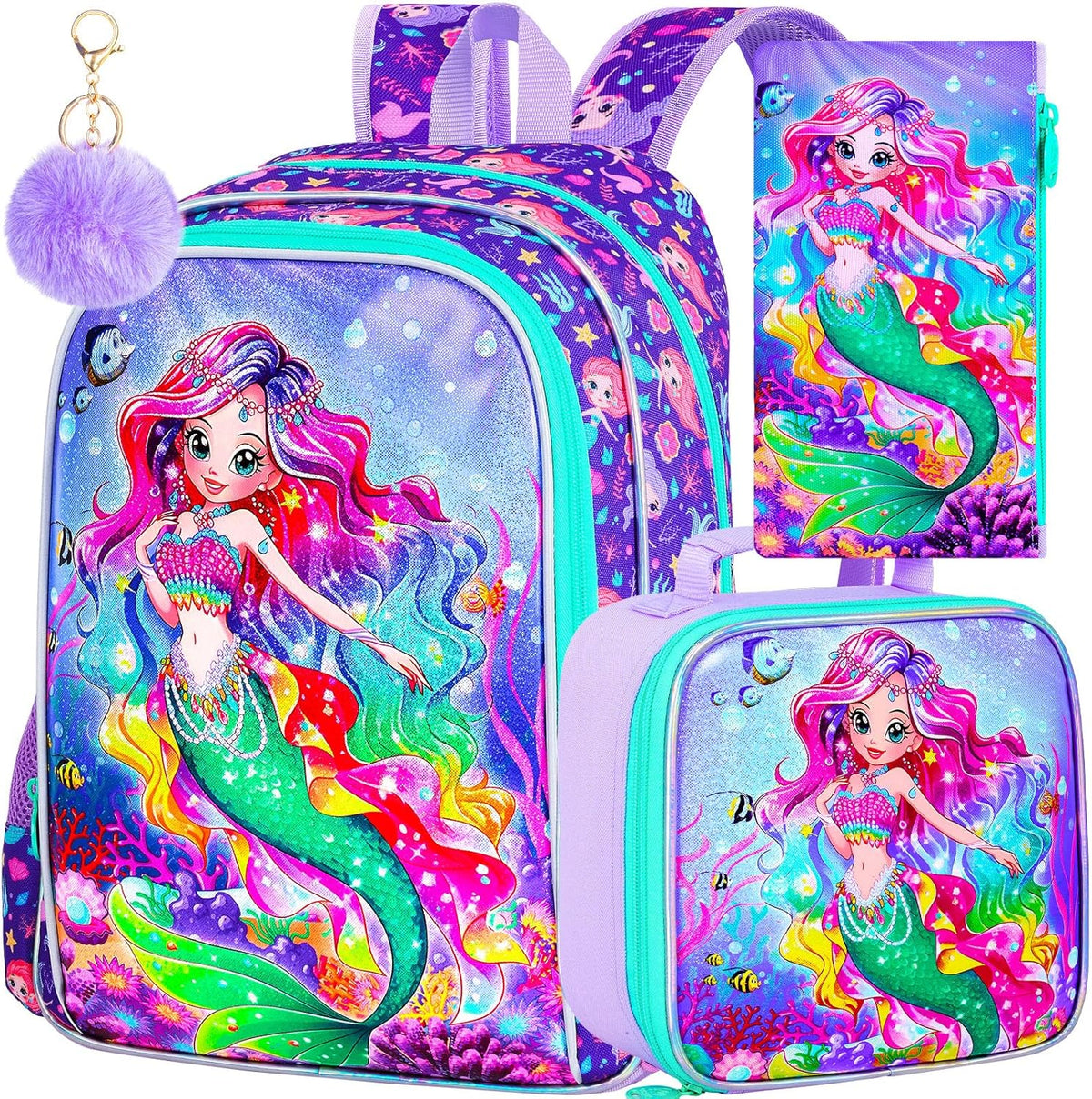 3pcs Backpack for Boys and Girls, 16” Kids Kindergarten Bookbag with Lunch Box, Cute Elementary Backpacks for Boy Girl - PuriLite