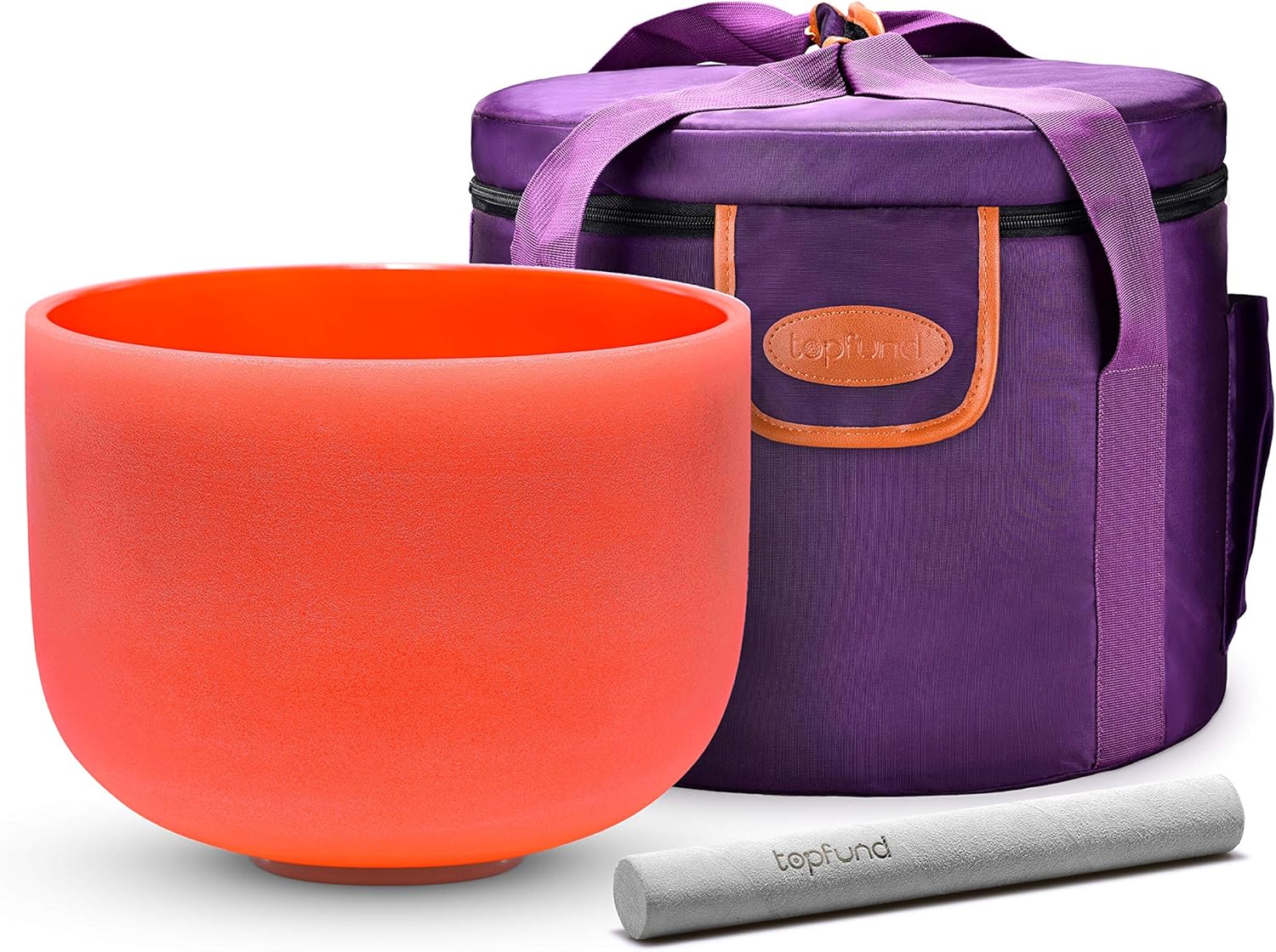TOPFUND F Note Crystal Singing Bowl Heart Chakra 8 inch with Heavy Duty Carrying Case and Suede Striker - PuriLite