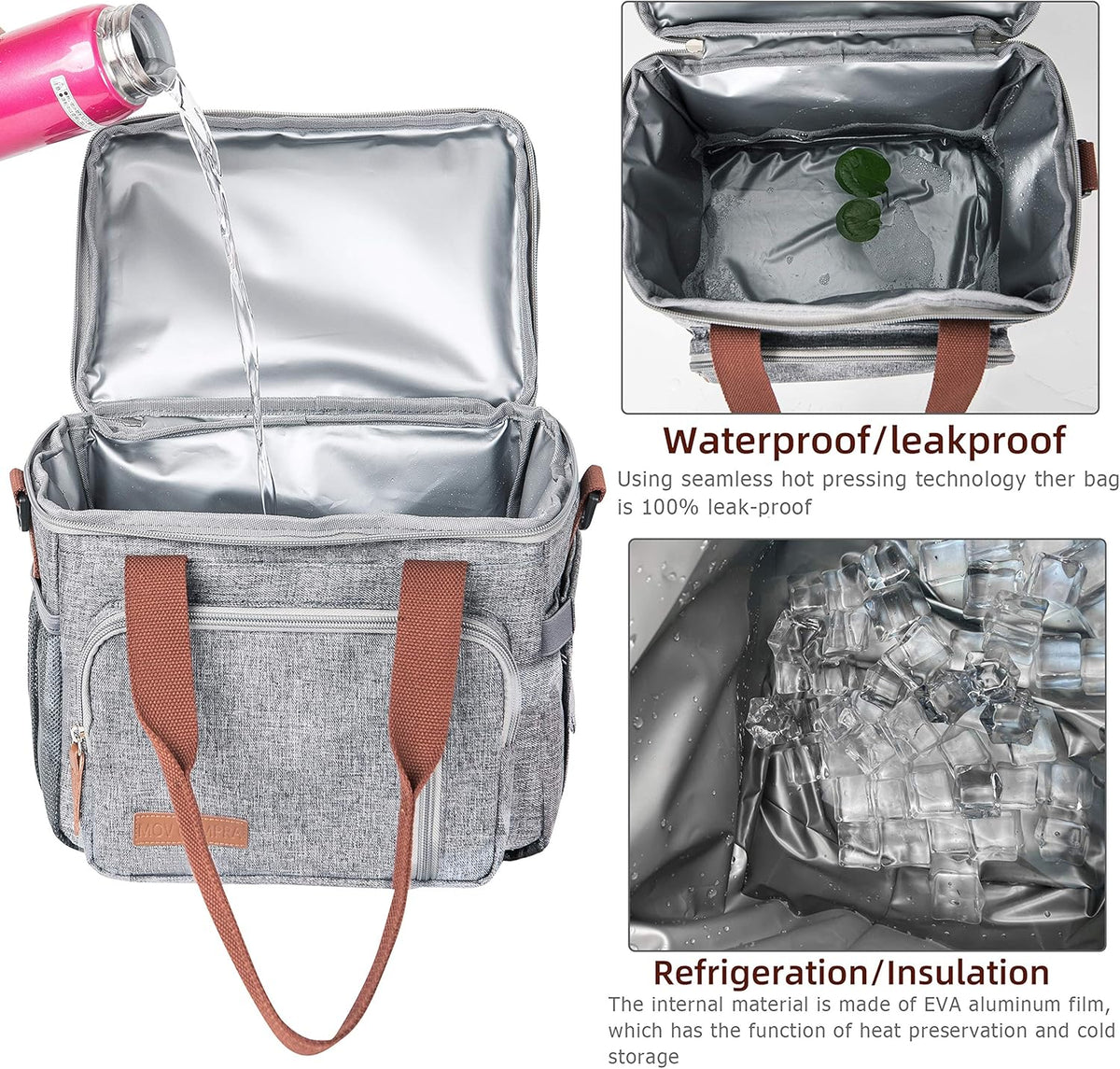 Lunch Bag Women Insulated Lunch Box for Work, Purple Expandable Large Lunch Bags, Leakproof Double Deck Lunch Box Cooler Bag（Purple） - PuriLite