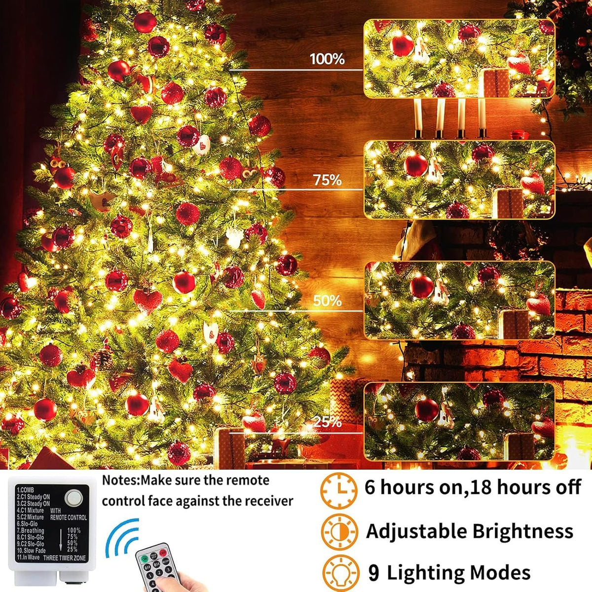 Haili Halloween Lights Outdoor, 105 FT 300 LED Halloween String Lights with Memory Function, Plug in 8 Mode String Lights for Halloween,Christmas,Party, Patio, House Decoration (Purple Orange) - PuriLite