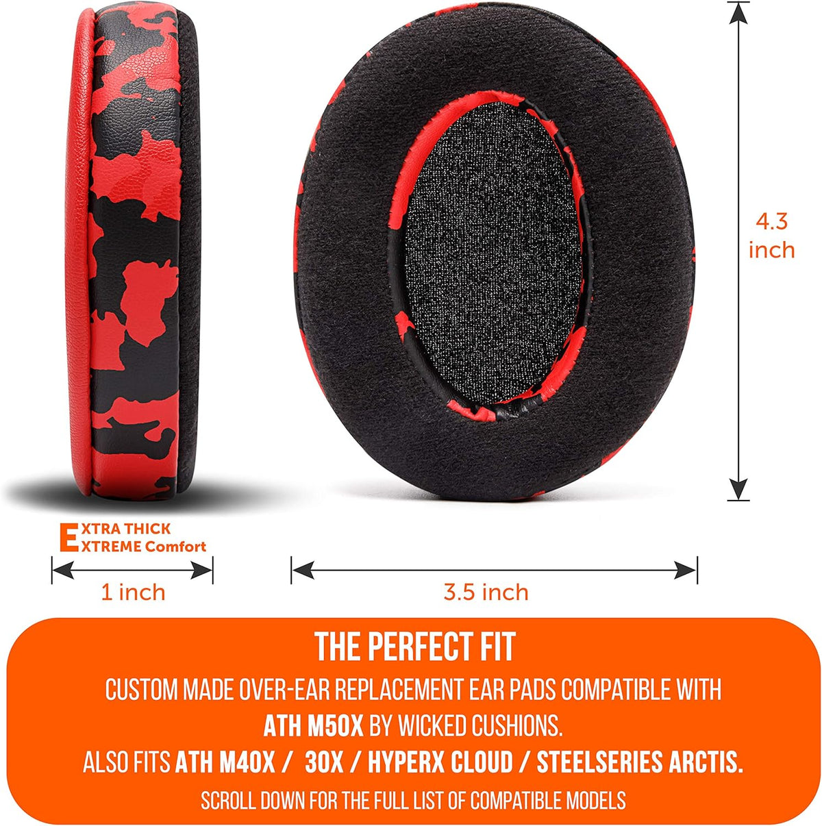 WC PadZ Velour - The Ultimate Upgraded Earpads by Wicked Cushions - Compatible with Audio Technica, HyperX, SteelSeries Arctis & More - Extra Thick - Bigger Opening - Softer Memory Foam | (Black) - PuriLite